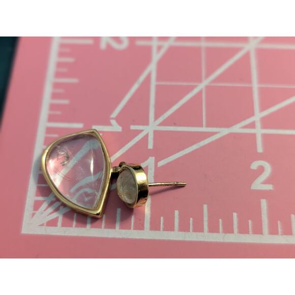 Gold-Plated Rutilated Quartz Geometric Dangle Post Earrings - Picture 6 of 8